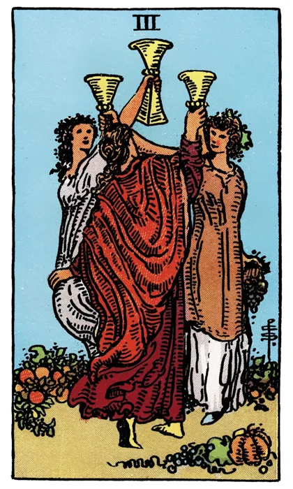 Three of Cups tarot artwork