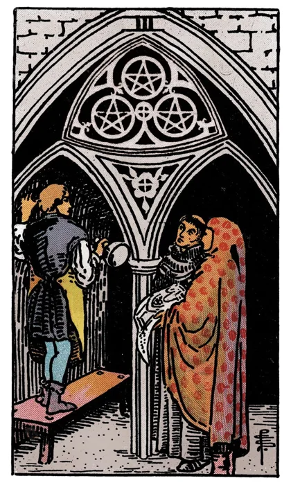 Three of Pentacles tarot artwork