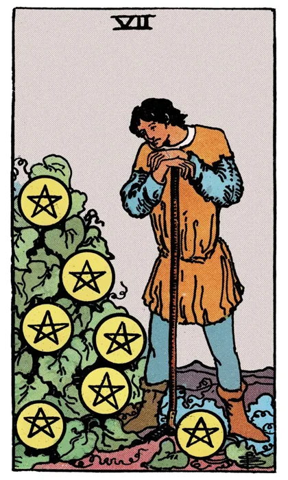 Seven of Pentacles tarot artwork