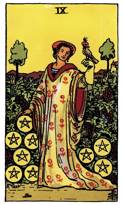 Nine of Pentacles tarot artwork