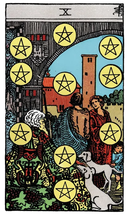 Ten of Pentacles tarot artwork