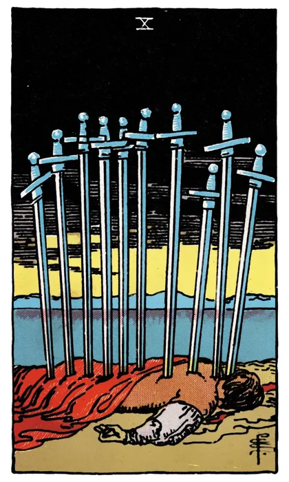 Ten of Swords tarot artwork