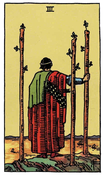 Three of Wands tarot artwork