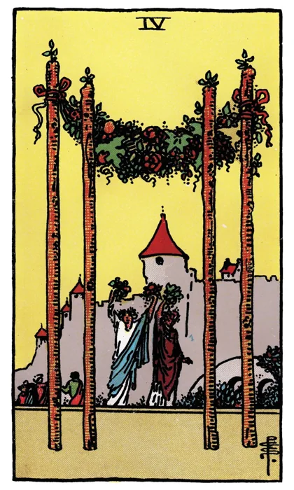 Four of Wands tarot artwork