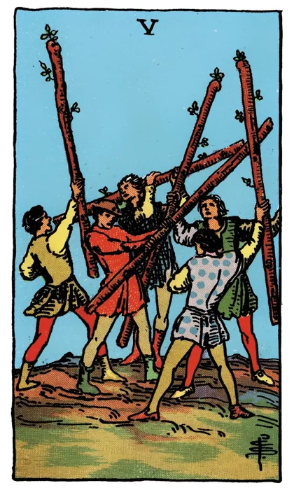 Five of Wands tarot artwork