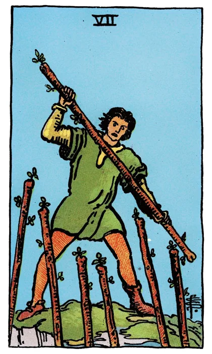 Seven of Wands tarot artwork