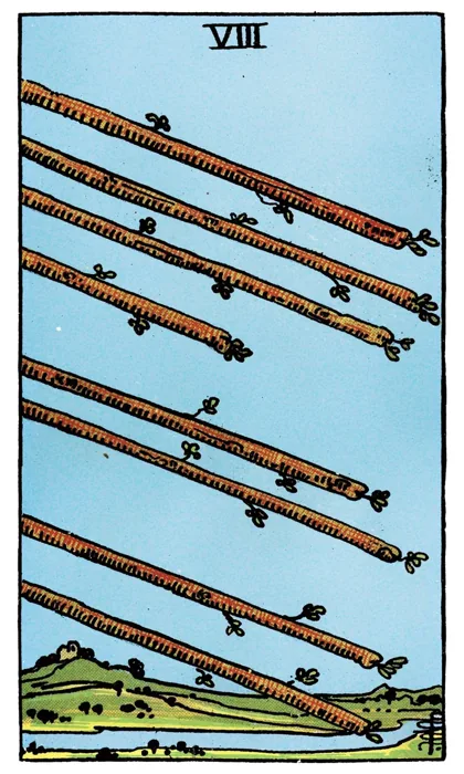 Eight of Wands tarot artwork
