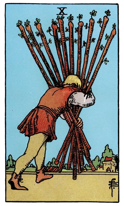Ten of Wands tarot artwork